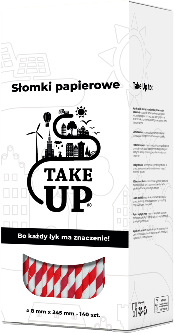 Słomki papierowe czerwono-białe