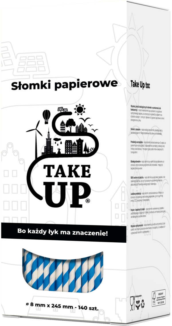 Słomki papierowe niebiesko-białe