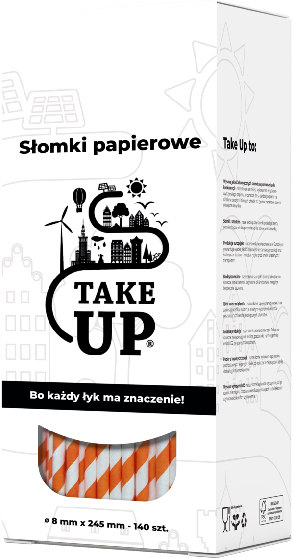 Słomki papierowe pomarańczowo-białe
