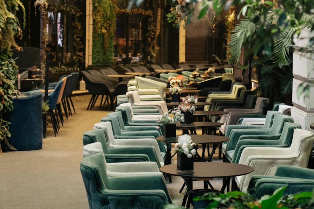 A restaurant filled with lots of tables and chairs